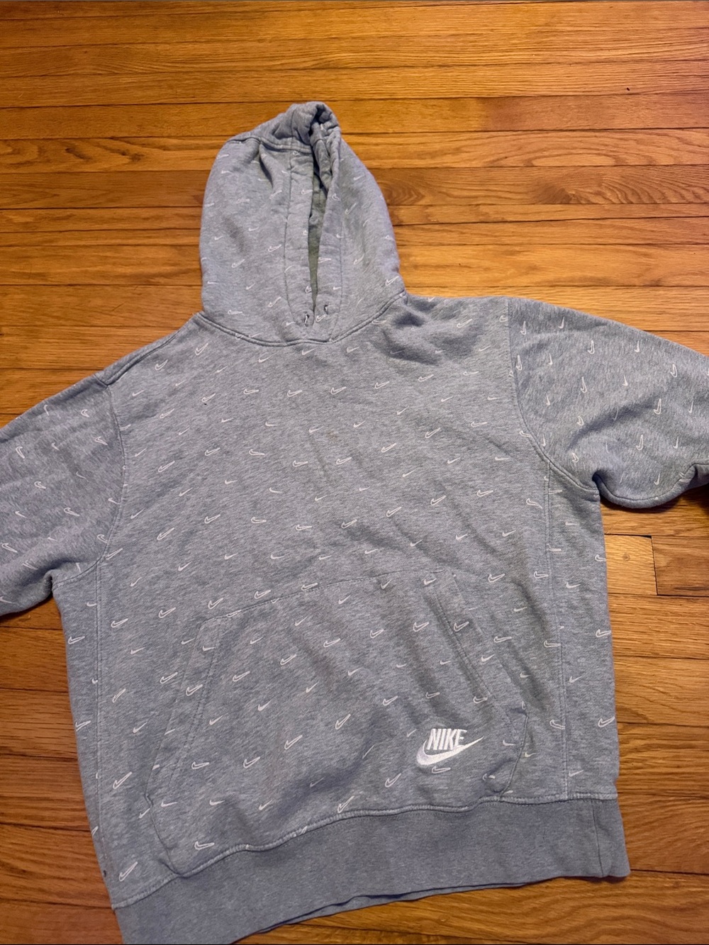 Nike Gray All-Over Mini Swoosh Hoodie